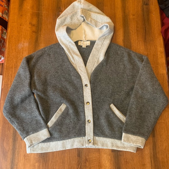 Vintage Havana Jackets & Blazers - Vintage Havana Varsity Jacket Medium Two-toned Gray Snaps Pockets Hood